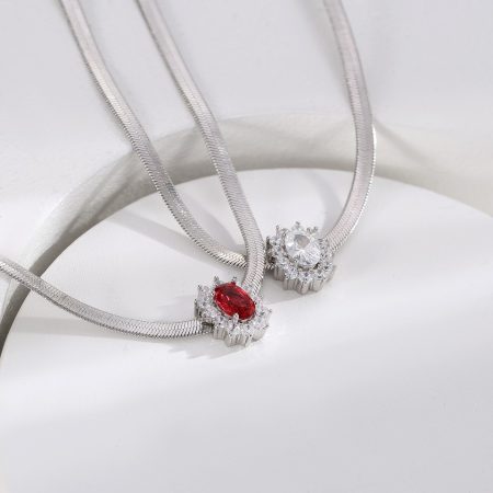 Eco-Friendly Copper Real Gold Plated Single Diamond Necklace