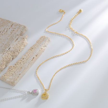 Eco-Friendly Copper Genuine Gold Plated Cubic Zirconia Pendant Necklace