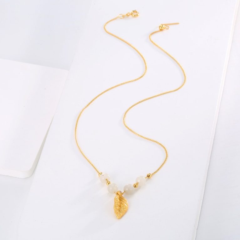 Eco-Friendly Copper Genuine Gold Plated Leaf Necklace