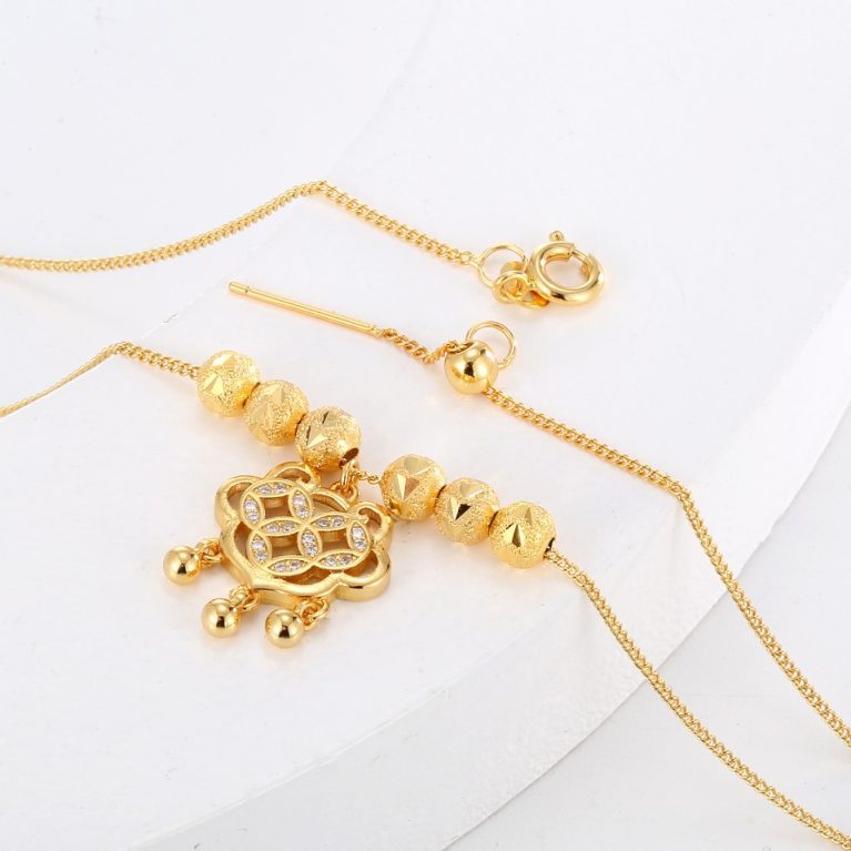 Eco-friendly Copper Peace Lock Necklace with Real Gold Plating