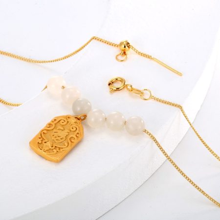 Eco-Friendly Copper Real Gold Plated Fortune Charm Necklace