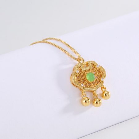 Eco-Friendly Copper Real Gold Plated Peace Lock Necklace
