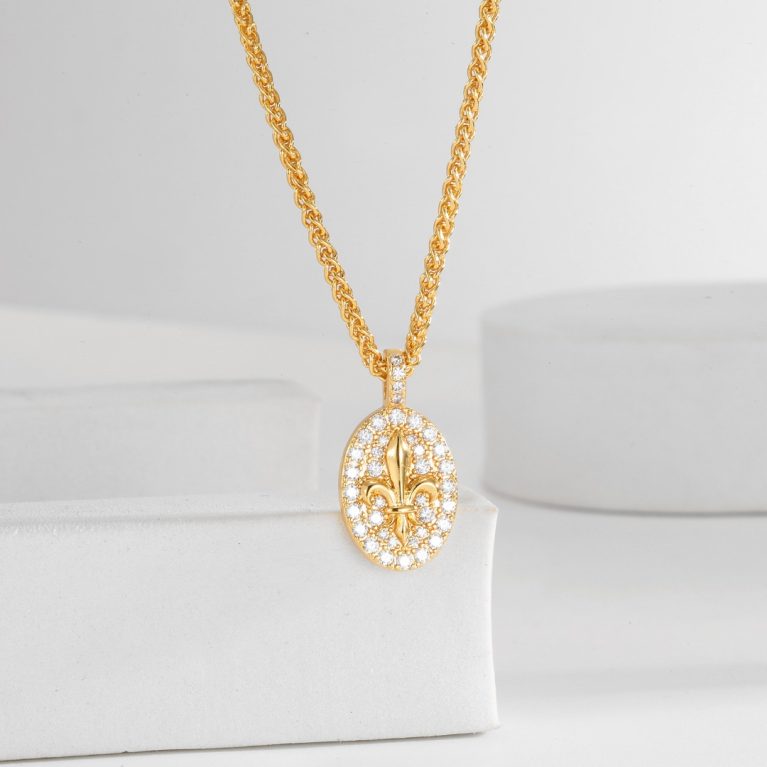 Eco-Friendly Copper Real Gold Plated Iris Flower Necklace