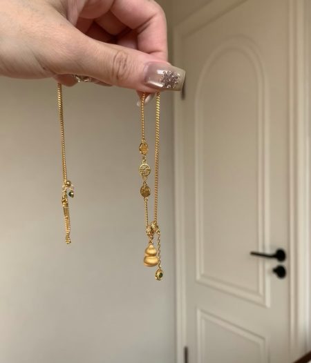 Eco-Friendly Copper Real Gold-Plated Fortune Talisman Gourd Necklace