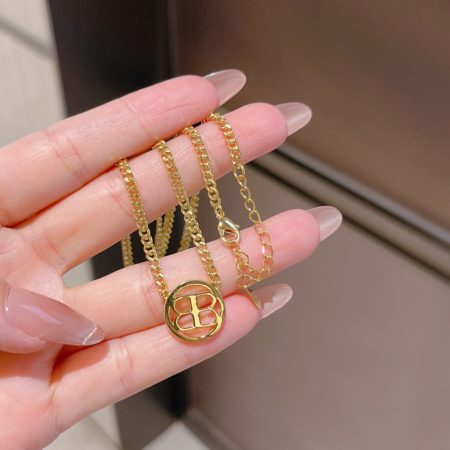 Eco-Friendly Copper with Real Gold Plating High-End Brand Style Double B Necklace