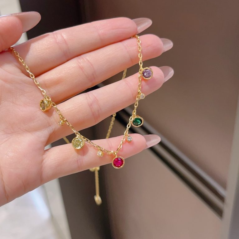 Eco-Friendly Copper Real Gold Plated Necklace with Blossom Shower Fringe