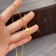 Eco-Friendly Copper Necklace with Real Gold Plating and Small Gold Ball Design
