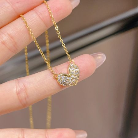 Eco-friendly Copper Real Gold Plated Heart Pendant Necklace