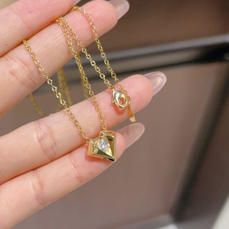 Eco-Friendly Copper Gold-Plated Necklace with Cubic Zirconia